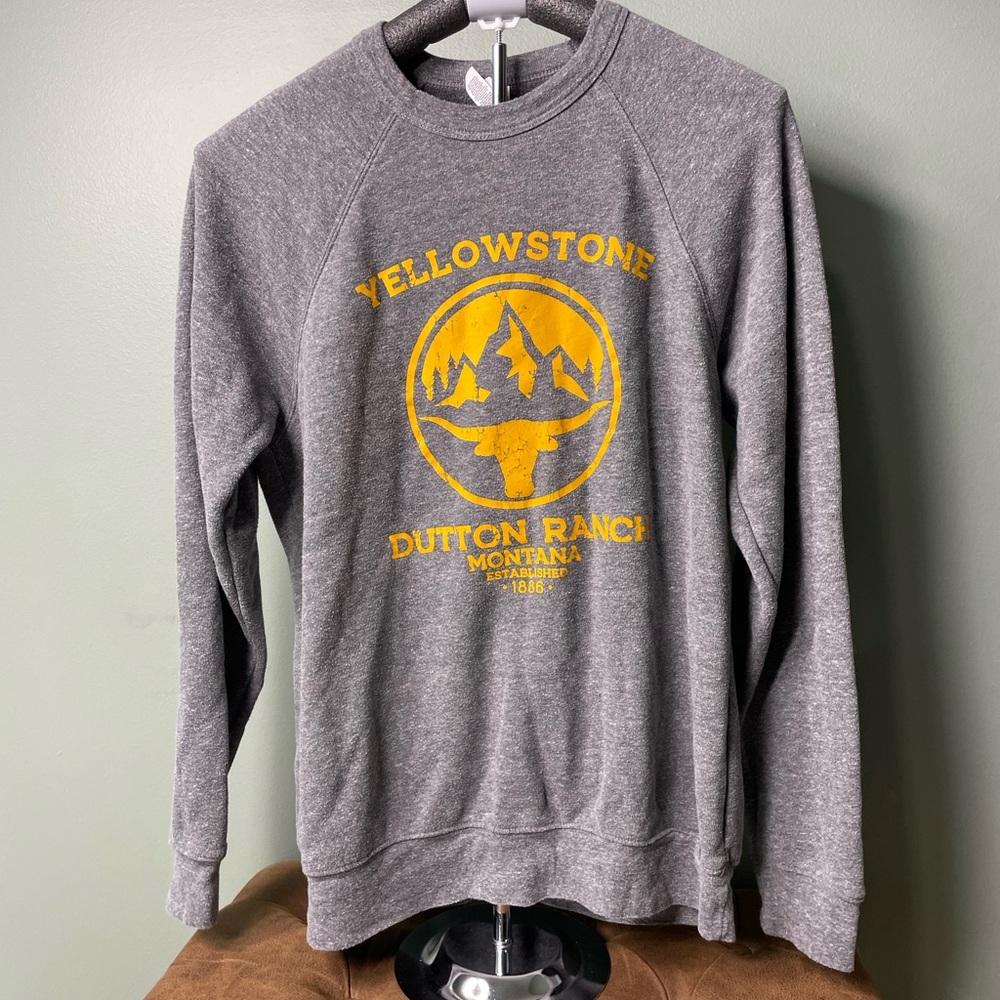 Bella Canvas Gray Crewneck Sweater with Yellow Graphic